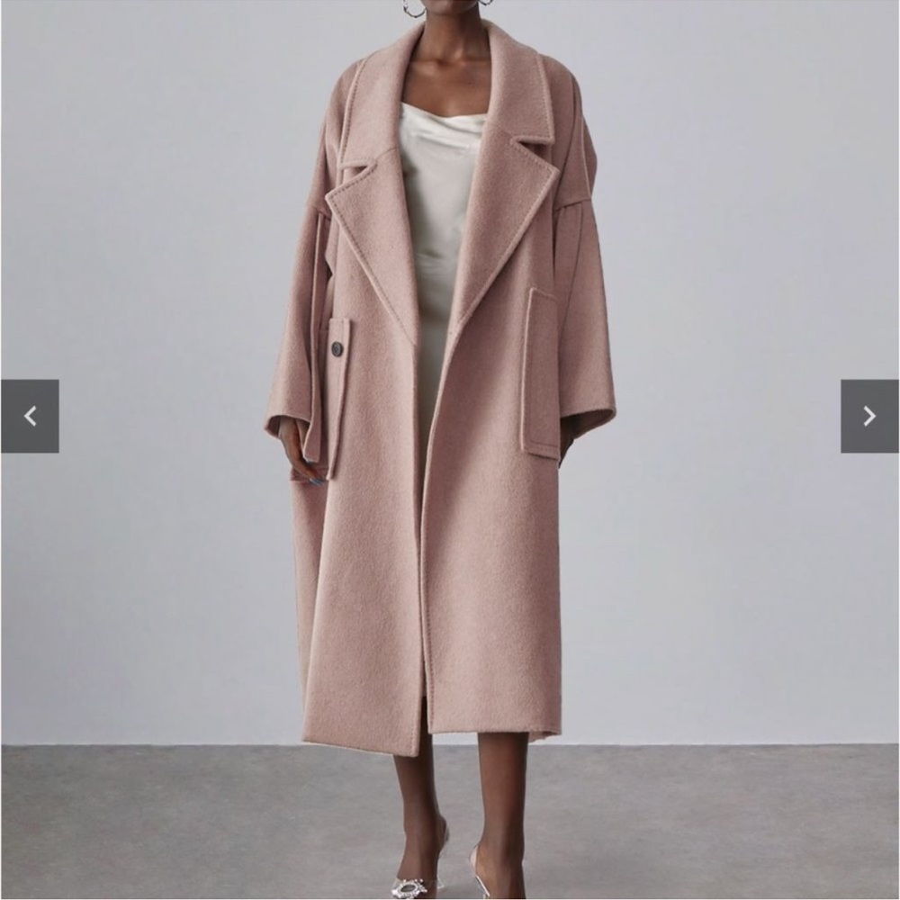 NWT XXL Patch Pockets Oversized Wool Coat / Dusty rose /Powder Pink / Lattelier